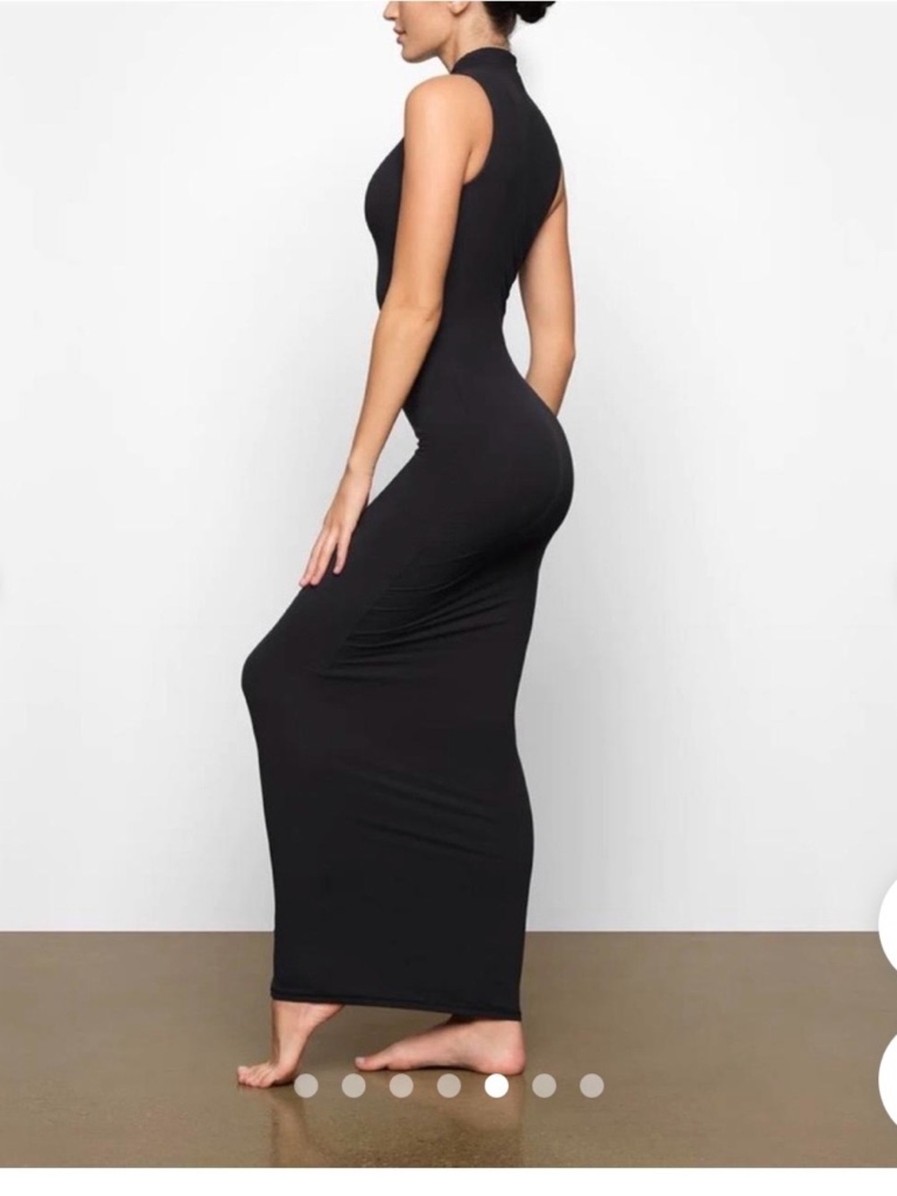 SKIMS Black Fits Everybody Sleeveless Mock Neck Maxi Dress